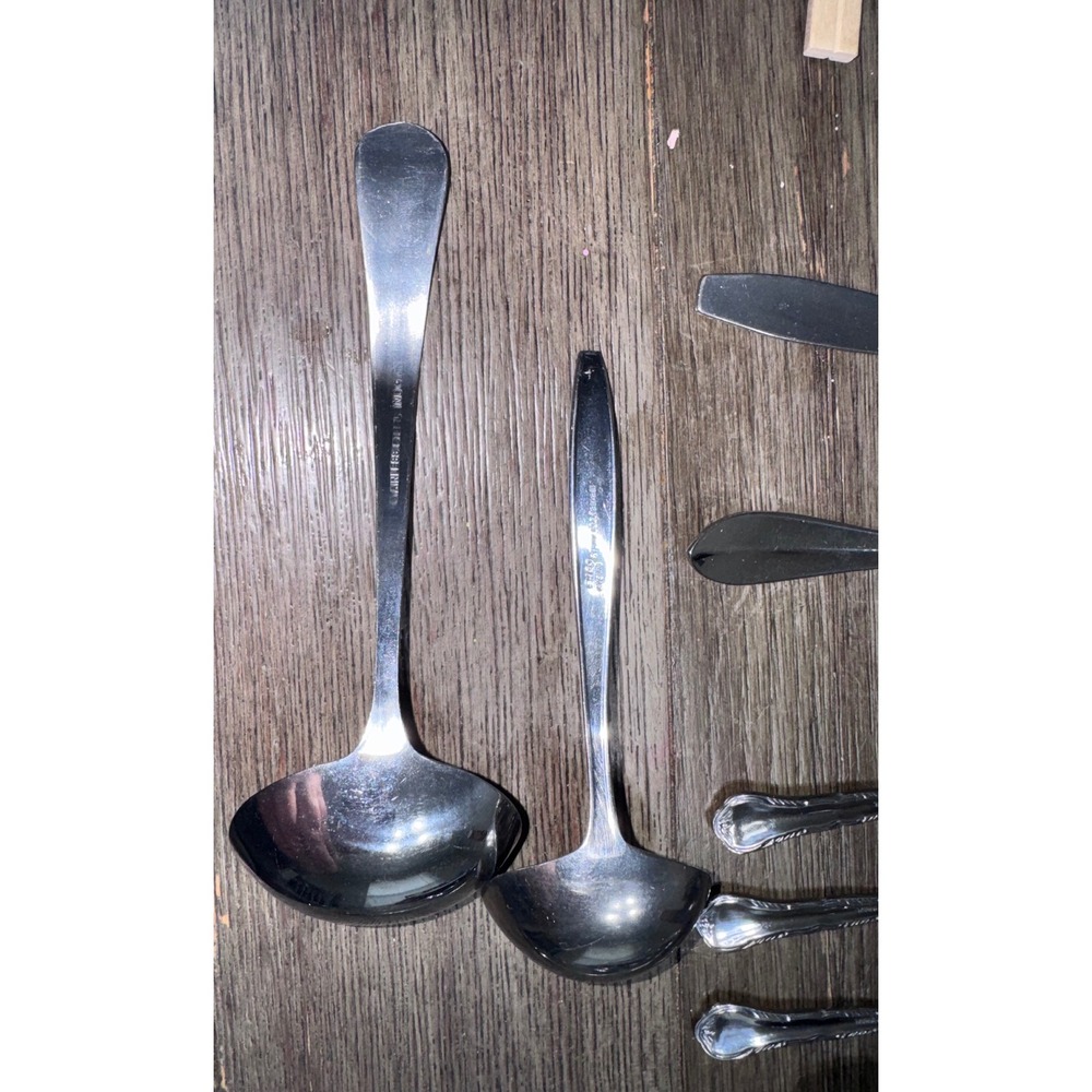 Mixed Stainless Steel Spoon Lot Oneida Ann Albert Ladles Teaspoons 15pc Set - Picture 8 of 8